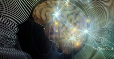 testa di profilo con cervello illuminato su sfondo di onde vibrazionali a simboleggiare il connubio filosofia e scienza